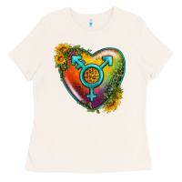 Bone Lgbtq Heart With Sunflower Ladies Tee - BundleAndBundleShop