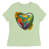 Matcha Lgbtq Heart With Sunflower Ladies Tee - BundleAndBundleShop