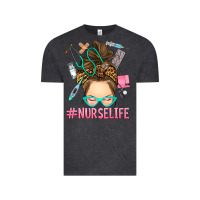 Vintage Black messy bun nurse life Vintage Tee - RanaPortraitStore