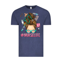 Vintage Denim messy bun nurse life Vintage Tee - RanaPortraitStore