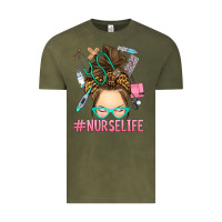 Vintage Olive messy bun nurse life Vintage Tee - RanaPortraitStore