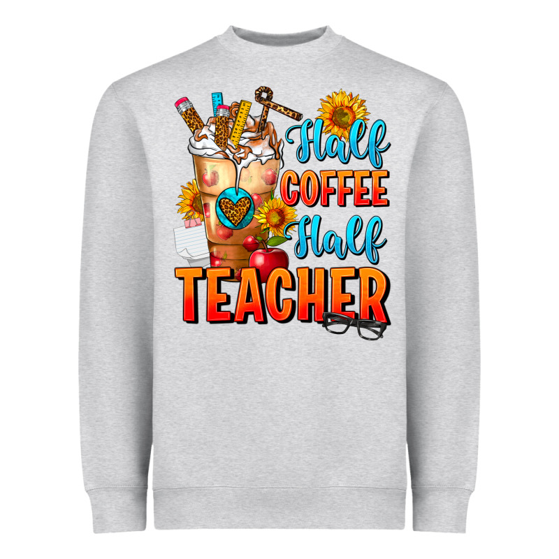 Half Coffee Half Teacher Heavyweight Sweatshirt by FaDigitalArtStudio | Teevron