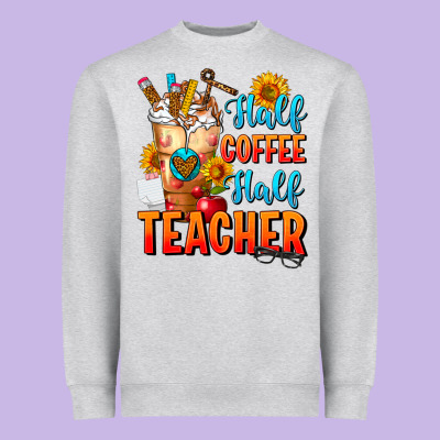 Half Coffee Half Teacher Heavyweight Sweatshirt Designed By Fadigitalartstudio
