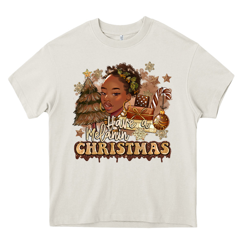 Have A Melanin Christmas  Black Woman Heavy Core Tee by MaliasSmallBusiness | Teevron
