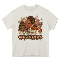 Cream have a melanin christmas  black woman Heavy Core Tee - MaliasSmallBusiness