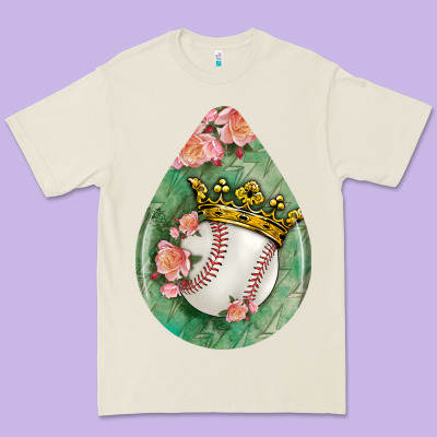 Baseball And Western Roses Teardrop  6 Premium Tee Designed By Bundleandbundleshop