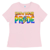 Bubblegum Pink Lgbtq Show Your Pride With Rainbow Ladies Tee - BundleAndBundleShop