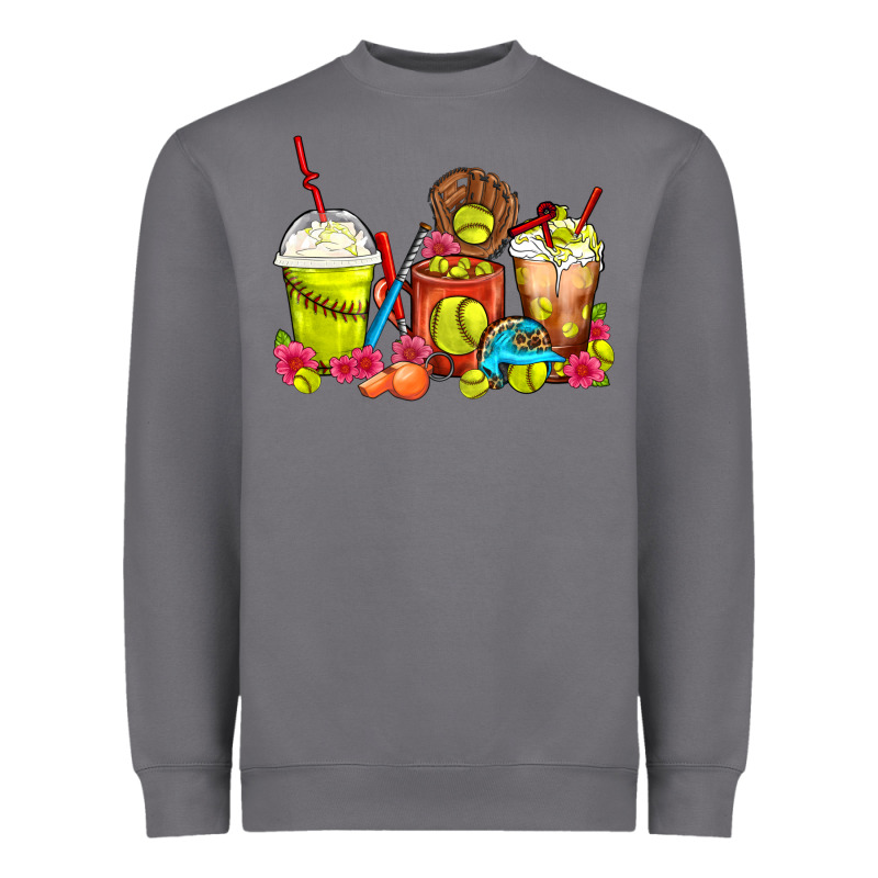 Softball Coffee Cups Heavyweight Sweatshirt by FaDigitalArtStudio | Teevron