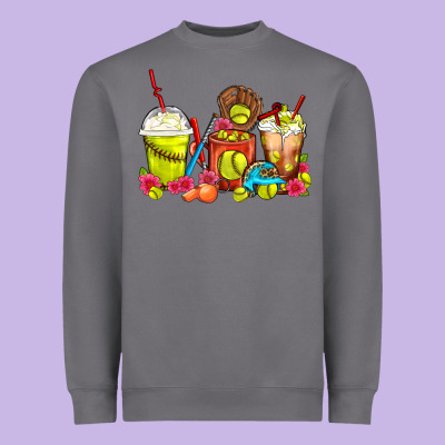 Softball Coffee Cups Heavyweight Sweatshirt Designed By Fadigitalartstudio
