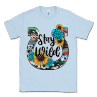 Dusty Blue western stay wild horsesho Classic Tee - RanaPortraitStore