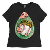 Black baseball and western roses teardrop  6 Ladies Tee - BundleAndBundleShop