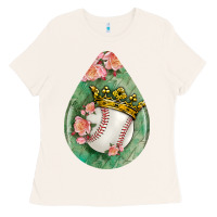 Bone baseball and western roses teardrop  6 Ladies Tee - BundleAndBundleShop
