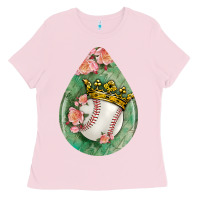Bubblegum Pink baseball and western roses teardrop  6 Ladies Tee - BundleAndBundleShop