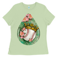 Matcha baseball and western roses teardrop  6 Ladies Tee - BundleAndBundleShop