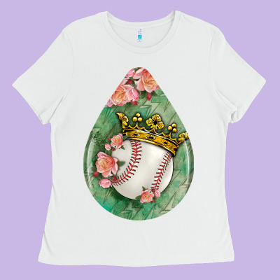 Baseball And Western Roses Teardrop  6 Ladies Tee Designed By Bundleandbundleshop