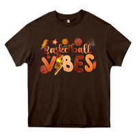 Chocolate Brown basketball vibes Heavy Core Tee - MaliasSmallBusiness
