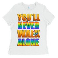 White Lgbtq You'll Never Walk Alone With Peace Ladies Tee - BundleAndBundleShop