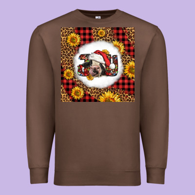 Joy Christmas Cow Premium Sweatshirt Designed By Lillyallendesigns