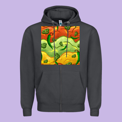 Mexican Sauce And Jalapeno Seamless Pattern Zipper Hoodie Designed By Bundleandbundleshop