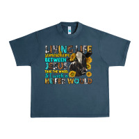 Midnight Navy Living Life Somewhere Between Jesus Urban Heavy Tee - texasbilliewilder