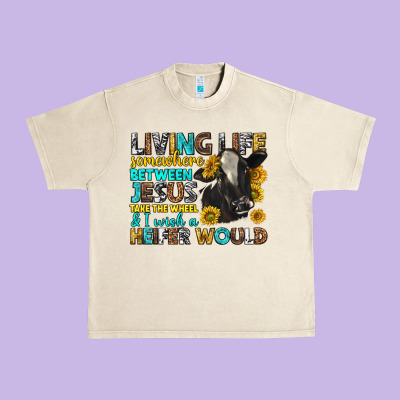Living Life Somewhere Between Jesus Urban Heavy Tee Designed By Texasbilliewilder