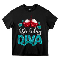 Black birthday diva turquoise Heavy Core Tee - MaliasSmallBusiness