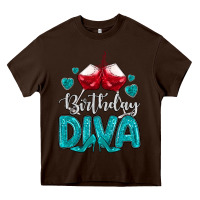 Chocolate Brown birthday diva turquoise Heavy Core Tee - MaliasSmallBusiness