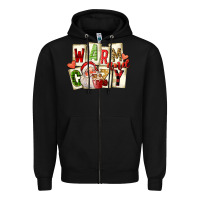 Black warm and cozy santa Zipper Hoodie - FaDigitalArtStudio