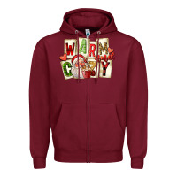 Burgundy warm and cozy santa Zipper Hoodie - FaDigitalArtStudio