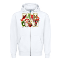 White warm and cozy santa Zipper Hoodie - FaDigitalArtStudio