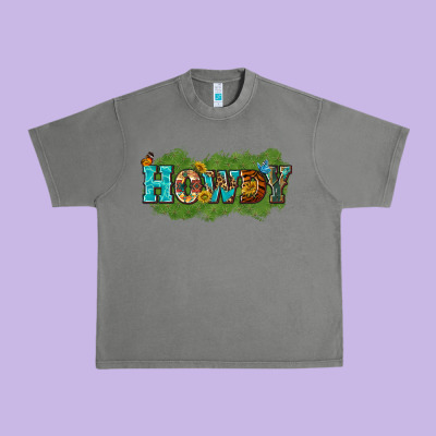 Western Howdy Urban Heavy Tee Designed By Texasbilliewilder