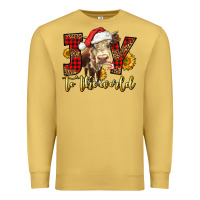 Antique Gold joy to the world christmas cow Premium Sweatshirt - LillyAllenDesigns