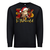 Black joy to the world christmas cow Premium Sweatshirt - LillyAllenDesigns