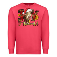 Cardinal joy to the world christmas cow Premium Sweatshirt - LillyAllenDesigns