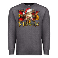 Charcoal Heather joy to the world christmas cow Premium Sweatshirt - LillyAllenDesigns