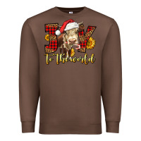 Chestnut joy to the world christmas cow Premium Sweatshirt - LillyAllenDesigns