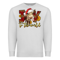 Dove Grey joy to the world christmas cow Premium Sweatshirt - LillyAllenDesigns