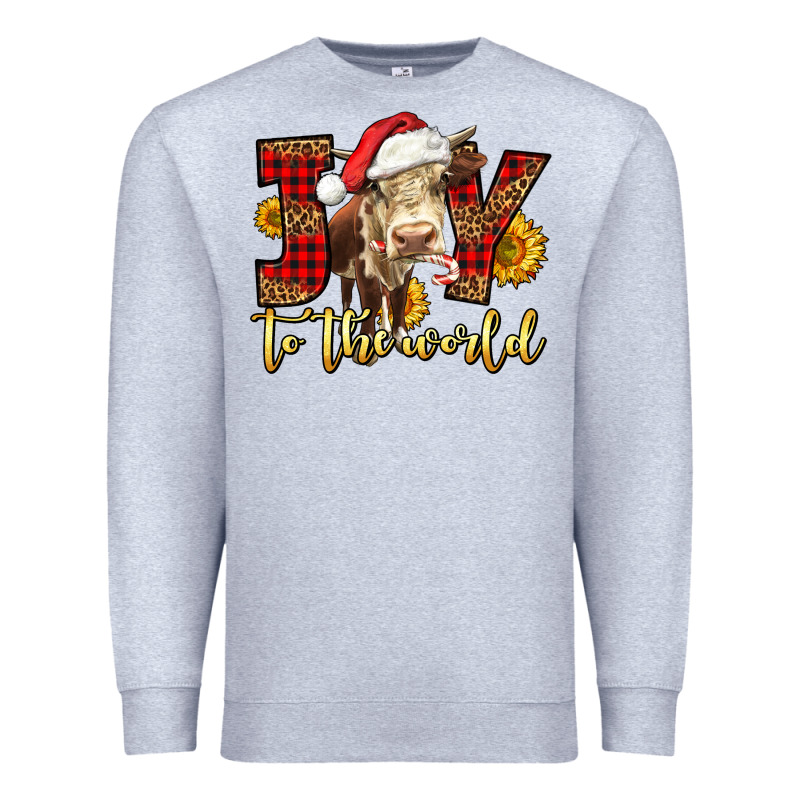 Joy To The World Christmas Cow Premium Sweatshirt by LillyAllenDesigns | Teevron