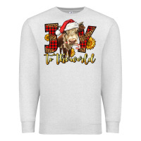 Oatmeal Heather joy to the world christmas cow Premium Sweatshirt - LillyAllenDesigns