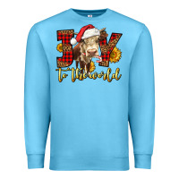 Ocean Blue joy to the world christmas cow Premium Sweatshirt - LillyAllenDesigns