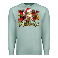 Seafoam joy to the world christmas cow Premium Sweatshirt - LillyAllenDesigns