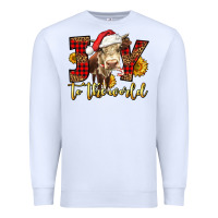 White joy to the world christmas cow Premium Sweatshirt - LillyAllenDesigns