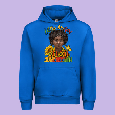Little Mister Juneteenth Black Boy Urban Hoodie Designed By Barkaloodesign
