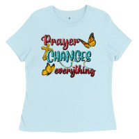 Baby Blue Prayer Changes Everything Ladies Tee - BundleAndBundleShop