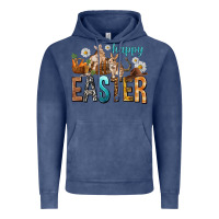 Vintage Denim Happy Easter with Cowboy Vintage Hoodie - NancyCooperArtShop