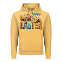 Vintage Mustard Happy Easter with Cowboy Vintage Hoodie - NancyCooperArtShop
