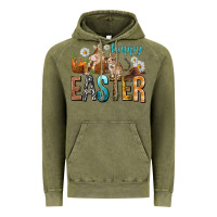 Vintage Olive Happy Easter with Cowboy Vintage Hoodie - NancyCooperArtShop