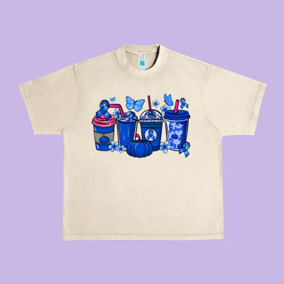 Colon Cancer Coffee Cups Blue Ribbon Urban Heavy Tee Designed By Nancycooperartshop