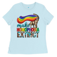 Baby Blue Lgbtq Make Homophobia Extinct Ladies Tee - BundleAndBundleShop
