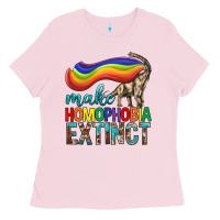 Bubblegum Pink Lgbtq Make Homophobia Extinct Ladies Tee - BundleAndBundleShop